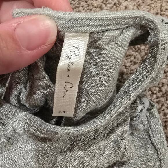 Toddler Girl Rylee + Cru Green Linen Blend One Piece Romper Outfit | Size 2-3Y - Picture 8 of 9